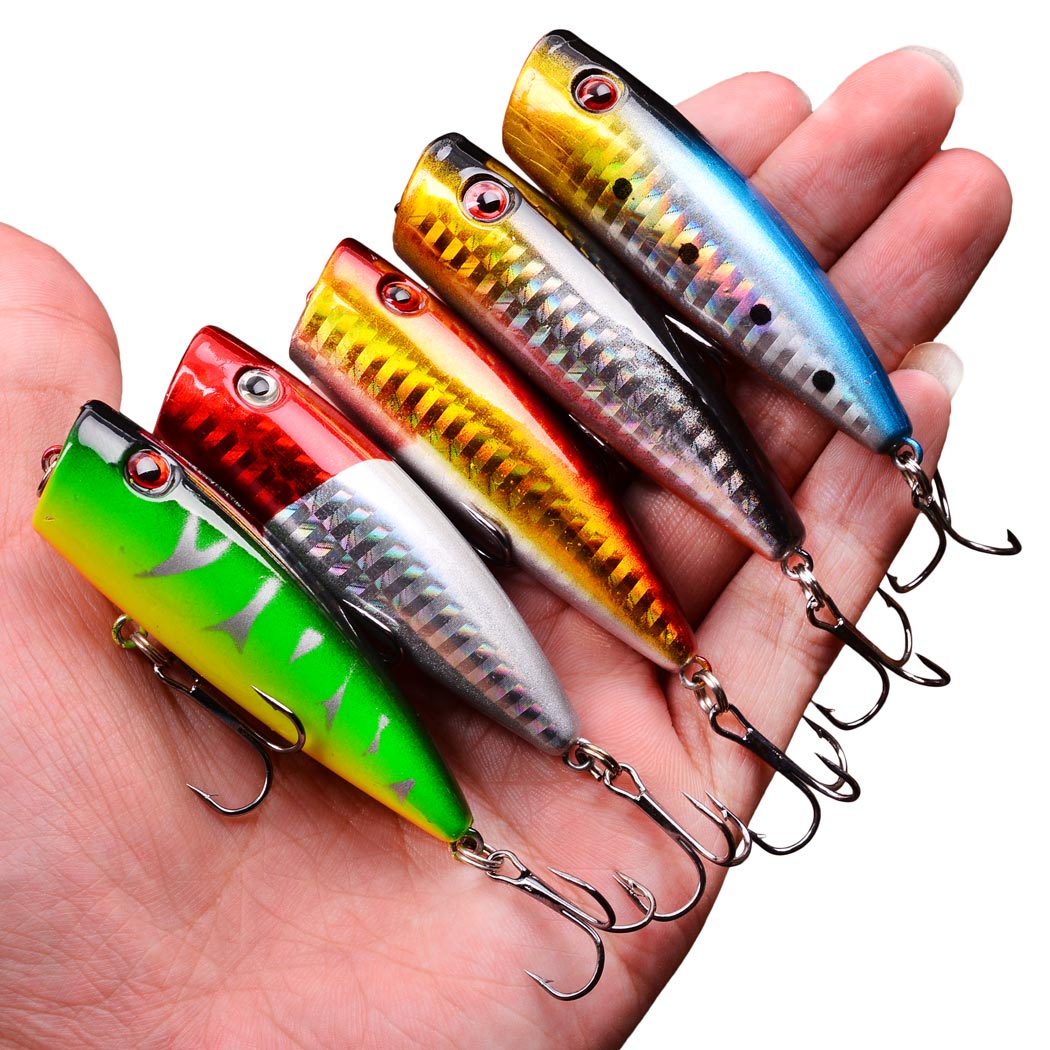 Fishing Lure Popper - 5pcs 9g 7cm Popper Fishing Lures
