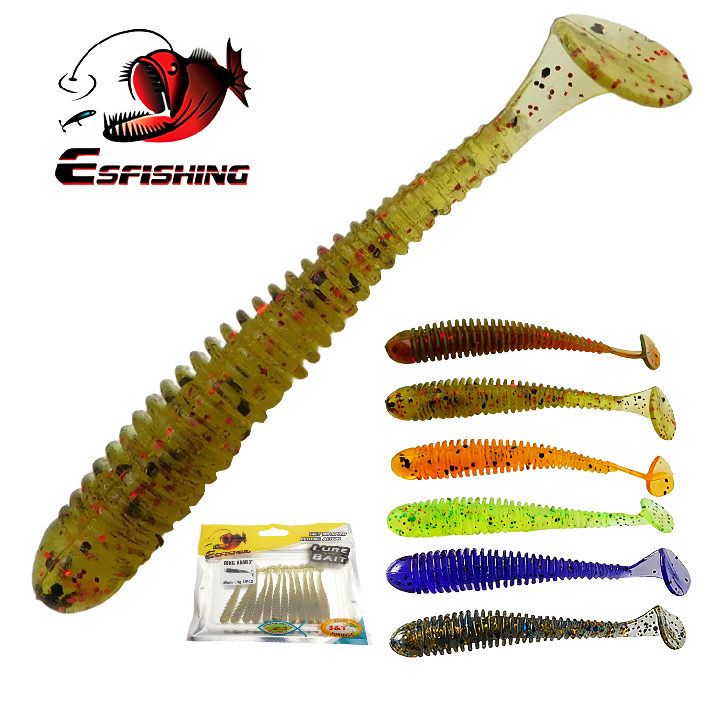 Fishing Lure Soft Plastic - ESFISHING Swing Impact Ring Shad 50mm