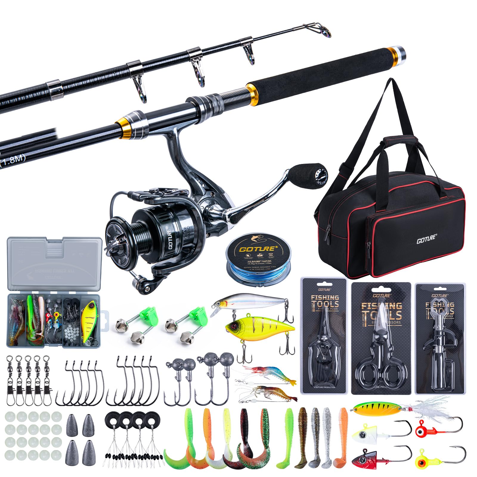 Goture Fishing Telescopic Rod  - Fishing Lure Spinner 리뷰 및 가격